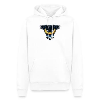 Nachtadler über Mondkrescent - Männer Premium Bio Hoodie - Weiß - Vorne - Nico (187cm)