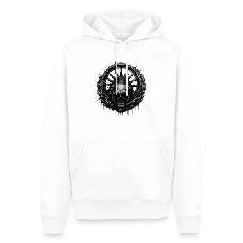Motif sombre frappant avec crâne, chaîne solide - Sweat à capuche Premium bio Homme - blanc - Devant - Nico (187cm)