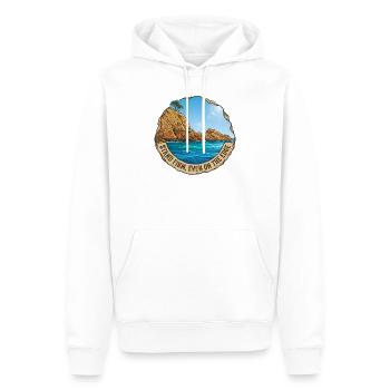 Illustration du paysage avec falaise et mer - Sweat à capuche Premium bio Homme - blanc - Devant - Nico (187cm)