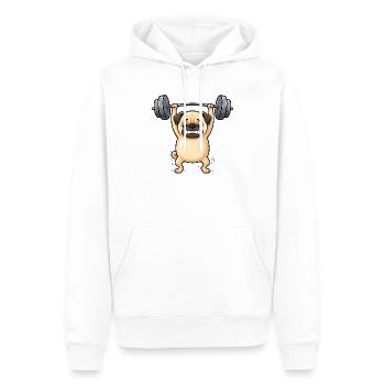 Pug Dog Fitness Halterofil Gymnase - Sweat à capuche Premium bio Homme - blanc - Devant - Nico (187cm)