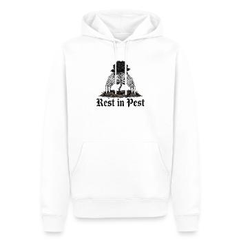 Skelett-Hände um schwarze Rose - Männer Premium Bio Hoodie - Weiß - Vorne - Nico (187cm)