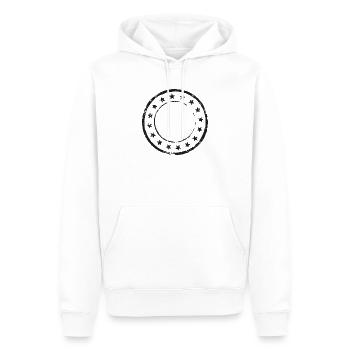 Vintage, runde Gummistempel-Schablone - Männer Premium Bio Hoodie - Weiß - Vorne - Nico (187cm)