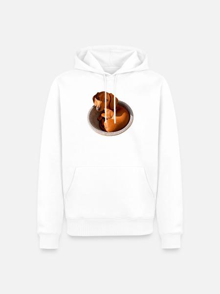 Dackel Kuschelpfote Napfdesign - Männer Premium Bio Hoodie - Weiß
