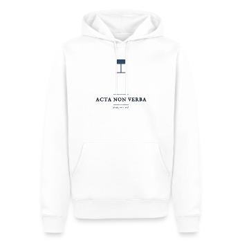 Acta Non Verba – Taten, keine Worte Lateinisches Zitat - Männer Premium Bio Hoodie - Weiß - Vorne - Nico (187cm)