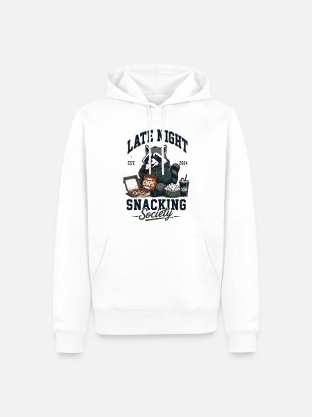Late Night Snacking Society Waschbär - Männer Premium Bio Hoodie - Weiß