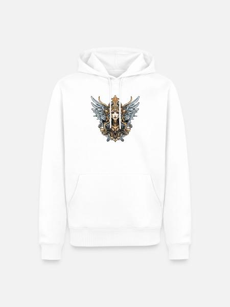 Walküre Kriegerin mit Flügelhelm - Männer Premium Bio Hoodie - Weiß