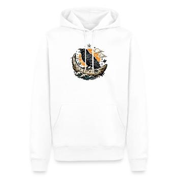 Rabenmond und Flammender Mond - Männer Premium Bio Hoodie - Weiß - Vorne - Nico (187cm)
