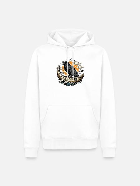 Rabenmond und Flammender Mond - Männer Premium Bio Hoodie - Weiß