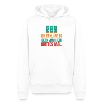 Ich erkläre es gern noch ein drittes Mal – Lehrer - Männer Premium Bio Hoodie - Weiß - Vorne - Nico (187cm)