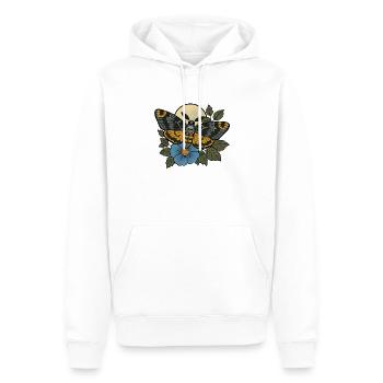 Schädelmotten-Mondblüte - Männer Premium Bio Hoodie - Weiß - Vorne - Nico (187cm)