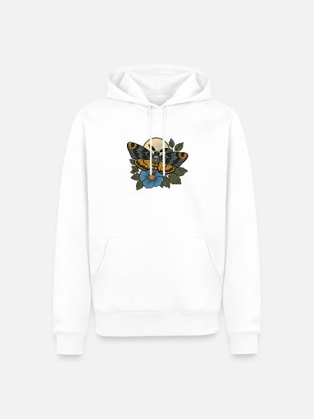 Schädelmotten-Mondblüte - Männer Premium Bio Hoodie - Weiß