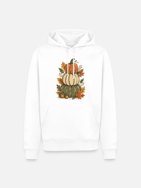 Herbst-Pumpkinen-Turm mit Blättern - Männer Premium Bio Hoodie - Weiß