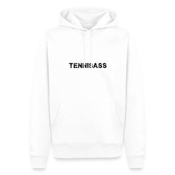 tennisass,typo,schriftzug,schrift,schwarz - Männer Premium Bio Hoodie - Weiß - Vorne - Nico (187cm)