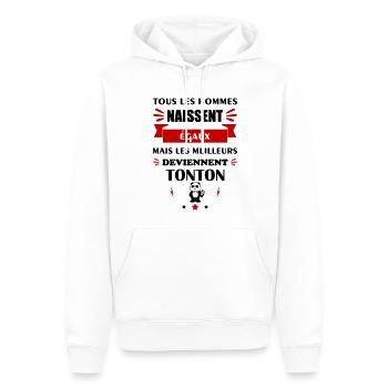 Tous les hommes naissent égaux tonton,oncle - Sweat à capuche Premium bio Homme - blanc - Devant - Nico (187cm)
