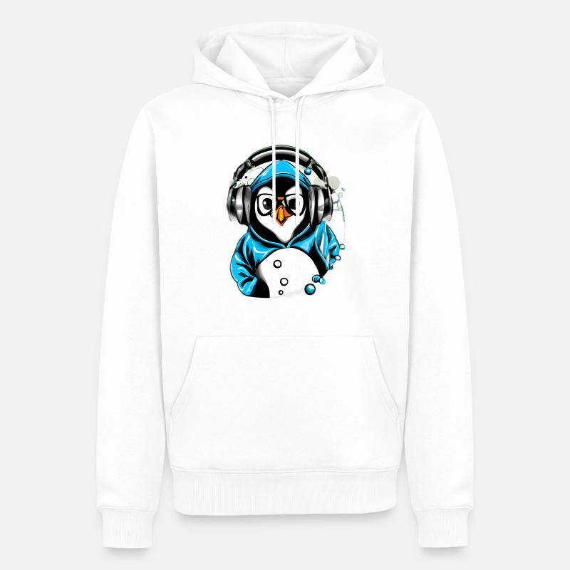 Pingouin avec pull bleu - Sweat à capuche Premium bio Homme - blanc