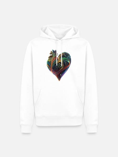 Herz - Männer Premium Bio Hoodie - Weiß