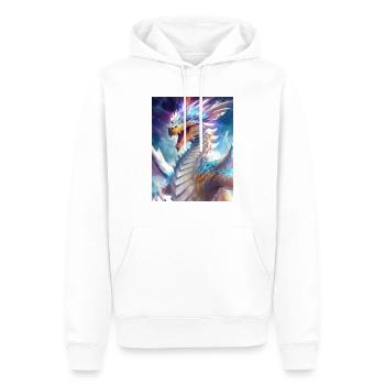 Seraphina la Dragonne Céleste des Cieux - Sweat à capuche Premium bio Homme - blanc - Devant - Nico (187cm)