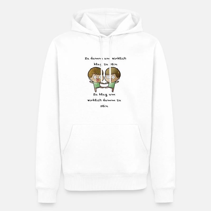 zu dumm oder zu klug - Männer Premium Bio Hoodie - Weiß