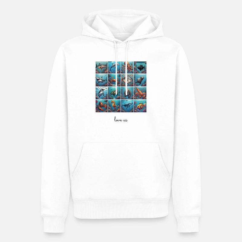 Liebe uns Collage 3 - Männer Premium Bio Hoodie - Weiß
