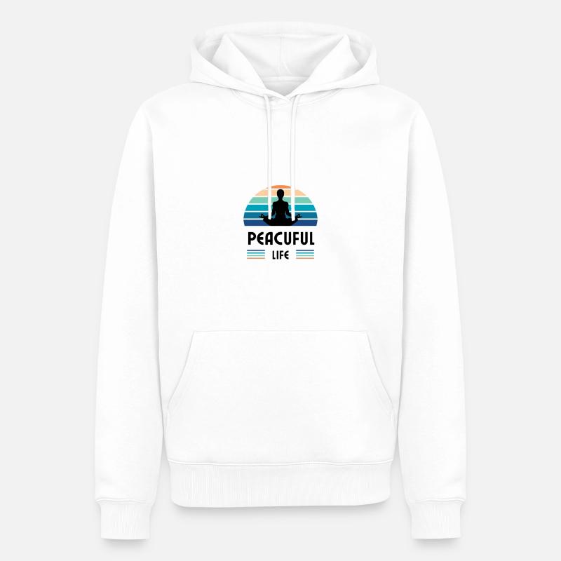 peaceful life - Sweat à capuche Premium bio Homme - blanc