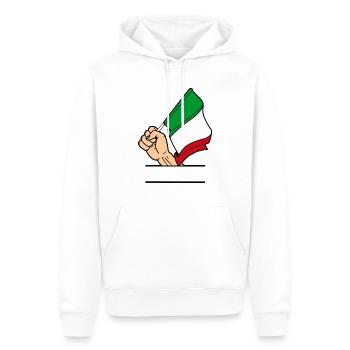 Flag Italy fist text space - Men’s Premium Organic Hoodie - white - Front - Nico (187cm)
