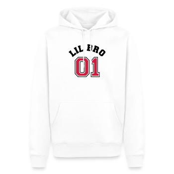 Lil Bro 01 - Little Brother - Männer Premium Bio Hoodie - Weiß - Vorne - Nico (187cm)