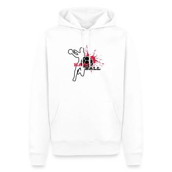 HANDBALL Spieler-Splash - Männer Premium Bio Hoodie - Weiß - Vorne - Nico (187cm)