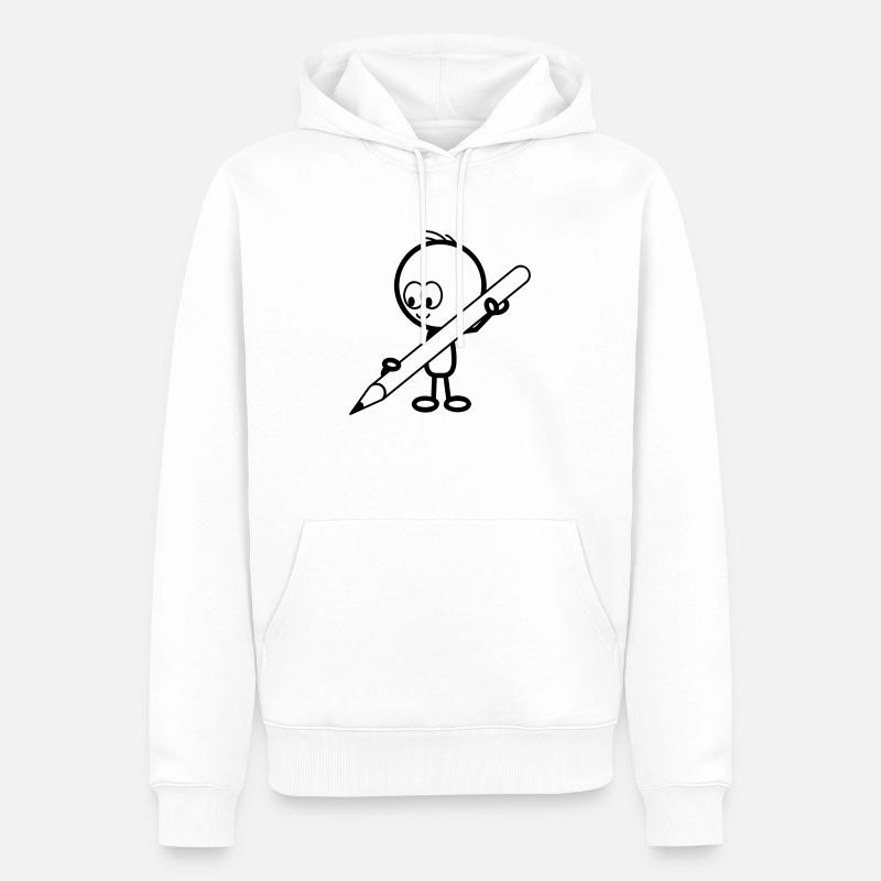 mann_mit_stift - Männer Premium Bio Hoodie - Weiß