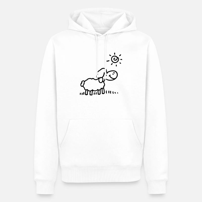 Schäfchen Sonne - line - Männer Premium Bio Hoodie - Weiß