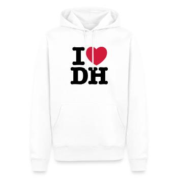I Love DH Downhill Mountain Biking - Sweat à capuche Premium bio Homme - blanc - Devant - Nico (187cm)