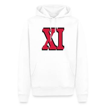11 Anniversaire - Sweat à capuche Premium bio Homme - blanc - Devant - Nico (187cm)