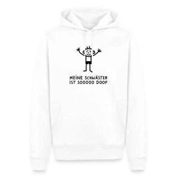 Meine Schwester ist doof - Männer Premium Bio Hoodie - Weiß - Vorne - Nico (187cm)