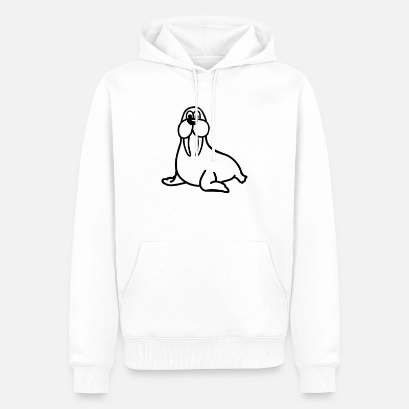Walross - Männer Premium Bio Hoodie - Weiß