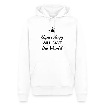 docteur / médecin / gynécologue / gynécologie - Sweat à capuche Premium bio Homme - blanc - Devant - Nico (187cm)
