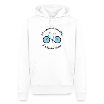 Ich brauche keinen Akku Ich bin der Motor - Männer Premium Bio Hoodie - Weiß - Vorne - Nico (187cm)