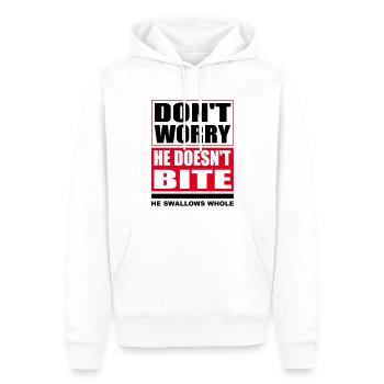 Don't worry he doesn't bite dogs funny sayings - Men’s Premium Organic Hoodie - white - Front - Nico (187cm)