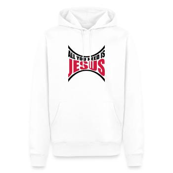 Besoin de Jésus courbé - Sweat à capuche Premium bio Homme - blanc - Devant - Nico (187cm)