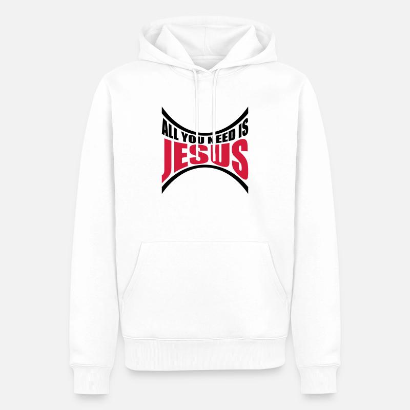 Need Jesus Gebogen - Männer Premium Bio Hoodie - Weiß