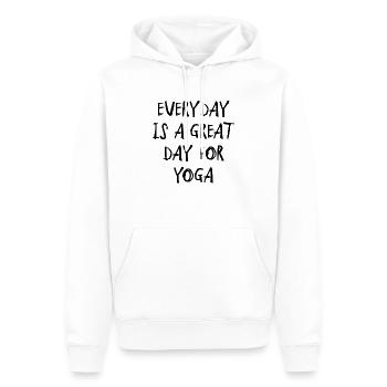 yoga sport fitness happines Englisch qoutes - Männer Premium Bio Hoodie - Weiß - Vorne - Nico (187cm)