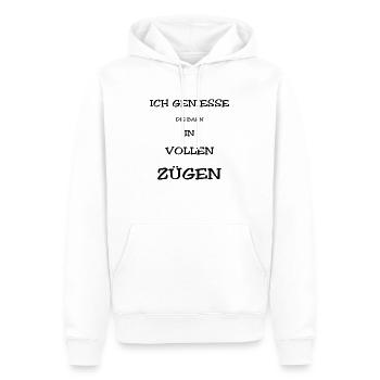 Ich genieße die Bahn in vollen Zügen - Sweat à capuche Premium bio Homme - blanc - Devant - Nico (187cm)