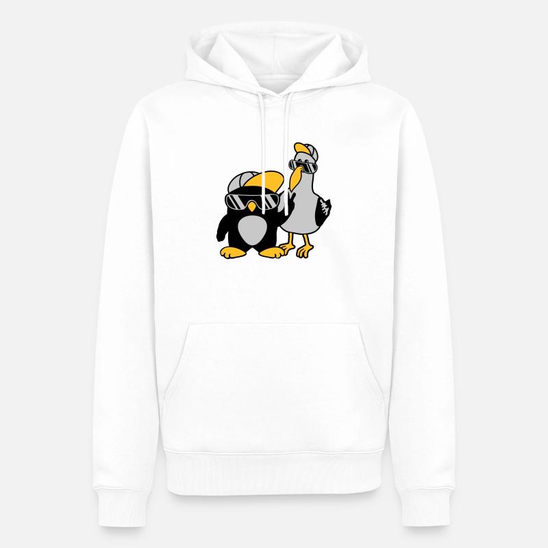 Möwe Pinguin 2 Freunde - Männer Premium Bio Hoodie - Weiß