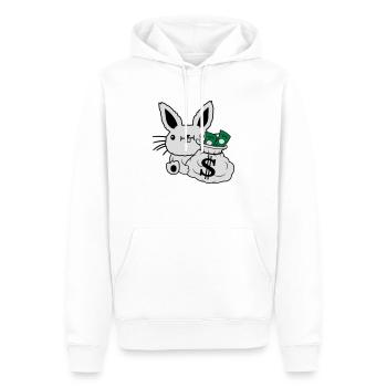 Rich Money Bag Billets de banque de lapin de Pâques - Sweat à capuche Premium bio Homme - blanc - Devant - Nico (187cm)