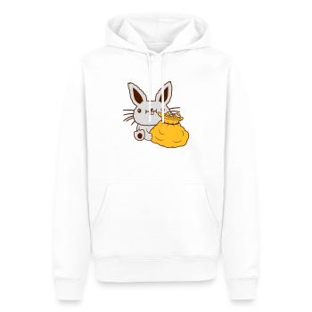 Lapin de Pâques grand sac d’oeufs - Sweat à capuche Premium bio Homme - blanc - Devant - Nico (187cm)