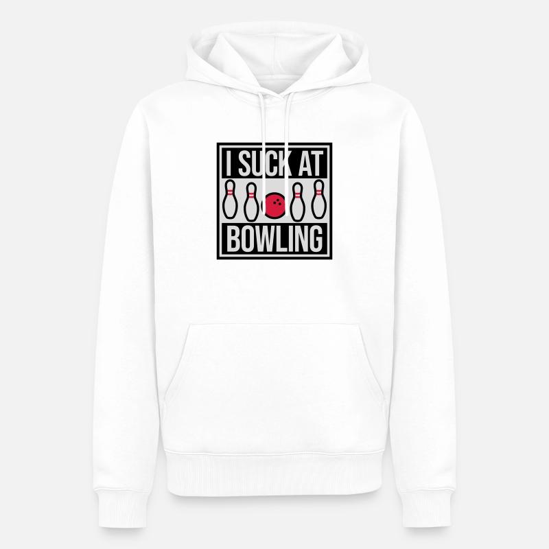 I suck at bowling - Männer Premium Bio Hoodie - Weiß