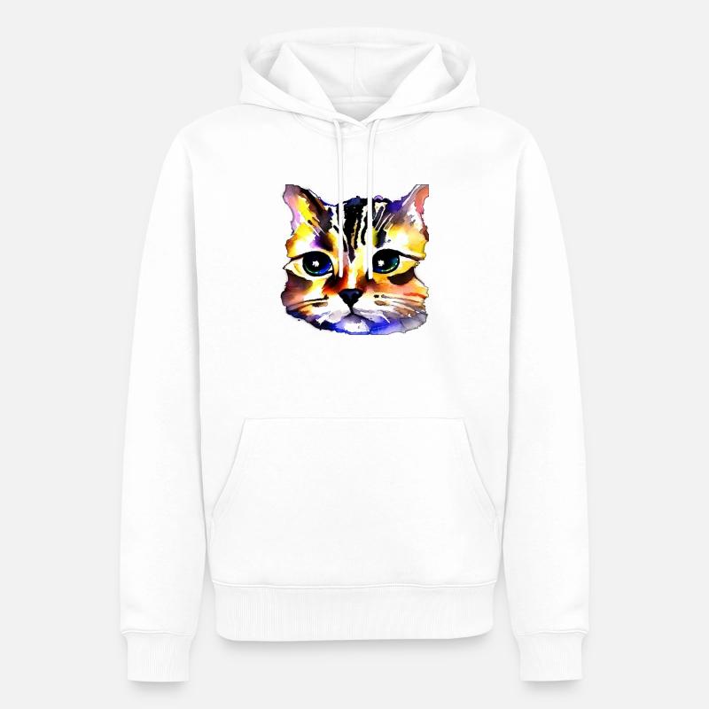 Face de chat 4 - Sweat à capuche Premium bio Homme - blanc