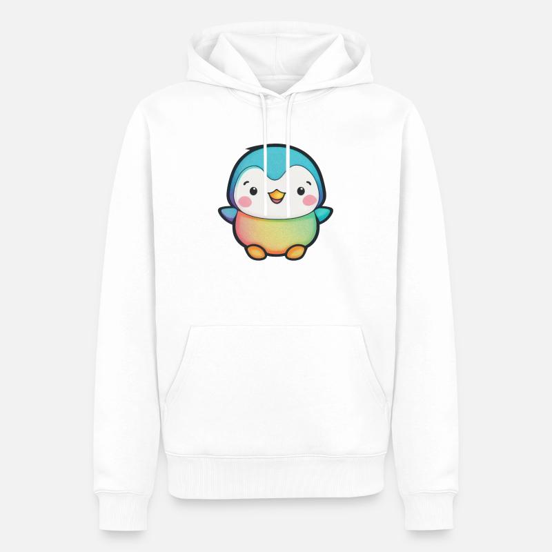 Kawaii Mignon Happy Penguin - Sweat à capuche Premium bio Homme - blanc