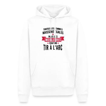 faire du tir à l arc / femme et tir à l'arc - Sweat à capuche Premium bio Homme - blanc - Devant - Nico (187cm)