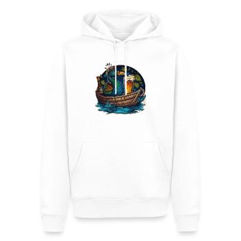 Paon dans le bateau avec verre à bière - Sweat à capuche Premium bio Homme - blanc - Devant - Nico (187cm)