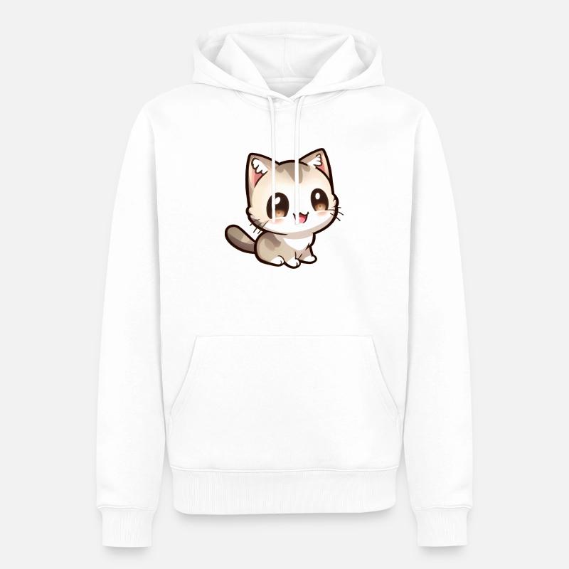 Mignon petit chat chibi - Sweat à capuche Premium bio Homme - blanc