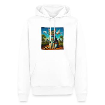 Portrait surréaliste d’un chat - Sweat à capuche Premium bio Homme - blanc - Devant - Nico (187cm)
